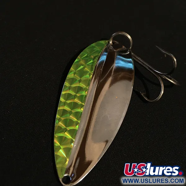 Vintage  TODDCO Main liner UV, 3/4oz Nickel/Green UV fishing spoon #17843