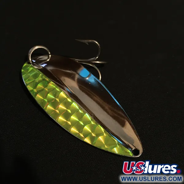 Vintage  TODDCO Main liner UV, 3/4oz Nickel/Green UV fishing spoon #17843