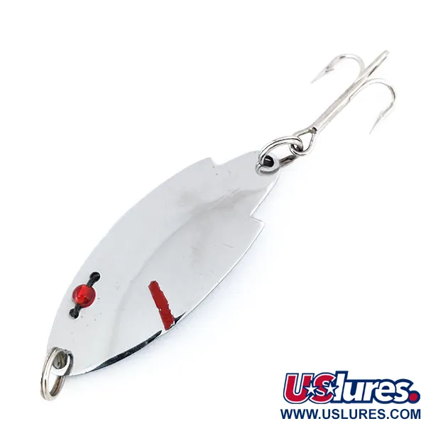 Vintage    Herter's Swiss Spoon (Japan), 1/4oz nickel/red eyes fishing spoon #22132