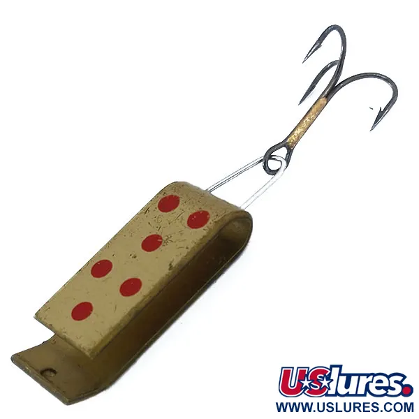 Vintage   Jake's Lures Lil Jake, 1/3oz Brass/red fishing spoon #17048