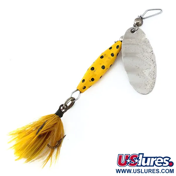 Vintage   Glen Evans Shyster, 1/4oz Nickel / Yellow spinning lure #11020