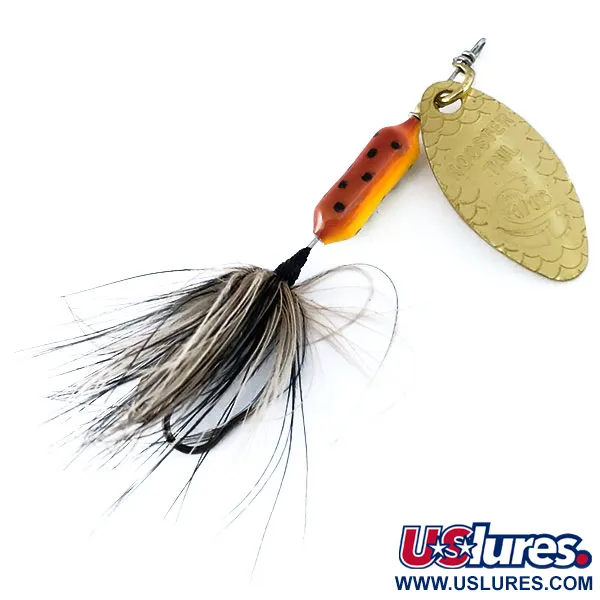 Vintage  Yakima Bait Worden’s Original Rooster Tail, 3/32oz Gold / Brown Trout spinning lure #11076