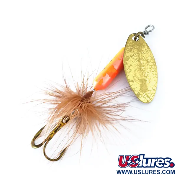 Vintage  Yakima Bait Worden’s Original Rooster Tail, 3/16oz Brass / Pink spinning lure #11097