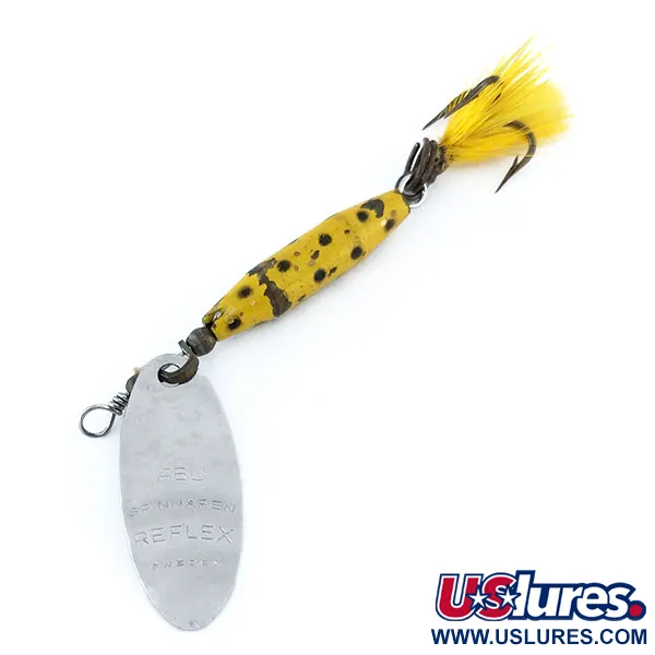 Vintage  Abu Garcia Abu Reflex, 1/4oz Nickel / Yellow spinning lure #11101