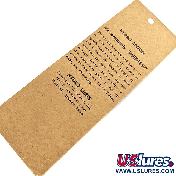  Hydro Lures Hydro Spoon, 1/2oz Green/White/Yellow fishing lure #17723