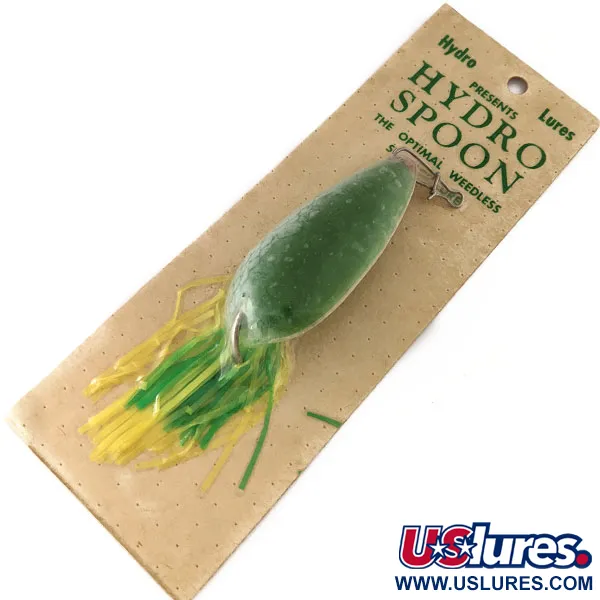  Hydro Lures Hydro Spoon, 1/2oz Green/White/Yellow fishing lure #17723