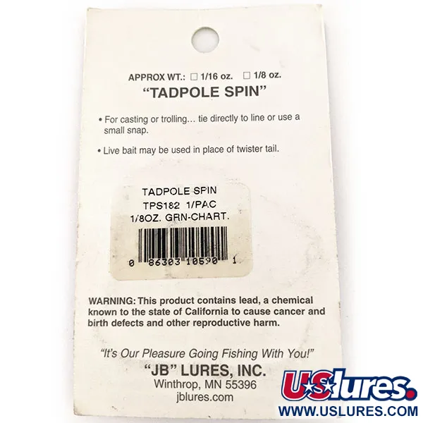   JB lures Tadpole spin UV, 1/8oz Chartreuse fishing #11453