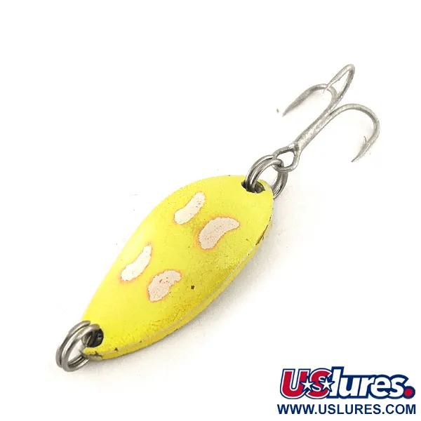 Vintage  Luhr Jensen Little Jewel UV, 3/16oz Yellow fishing spoon #11627