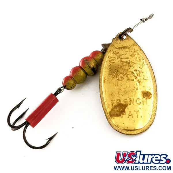 Vintage   Mepps Aglia 5, 1/2oz Brass spinning lure #11717