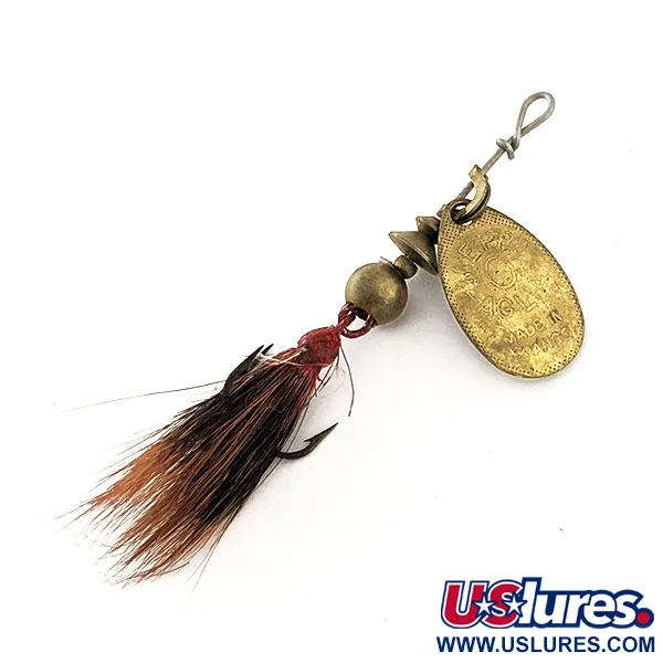 Vintage   Mepps Aglia 0 dressed - squirrel tail, 3/32oz Brass spinning lure #11729