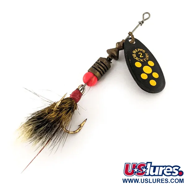 Vintage   Mepps Black Fury 2 Dressed - squirrel tail, 3/16oz  spinning lure #11731