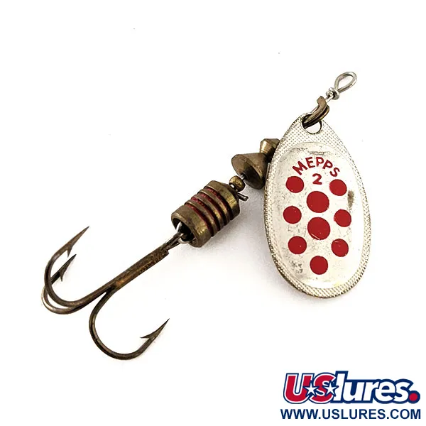 Vintage   Mepps Aglia 2, 3/16oz Silver / Red spinning lure #11819