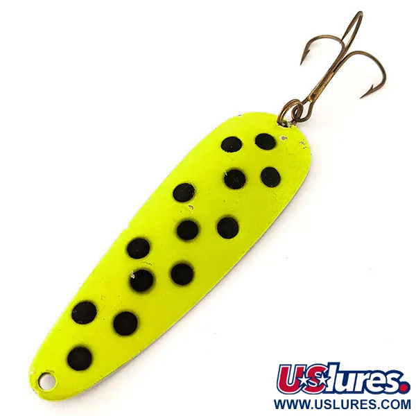 Vintage   ​Worth Chippewa Steel Spoon UV, 3/5oz Yellow / Nickel fishing spoon #14014