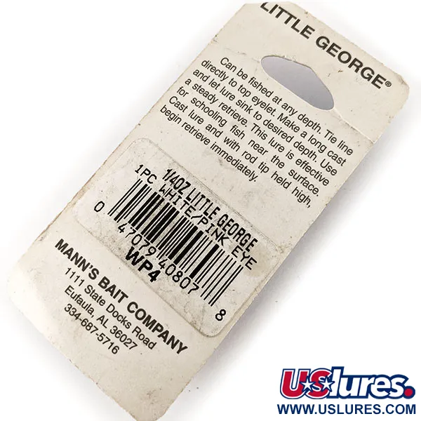  Mann's Bait  Little George, 2/5oz White / Hammered Nickel fishing spoon #12133