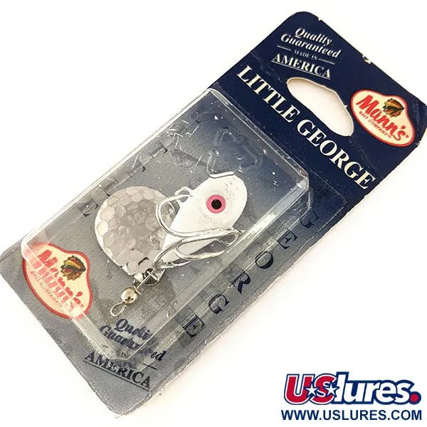  Mann's Bait  Little George, 2/5oz White / Hammered Nickel fishing spoon #12133