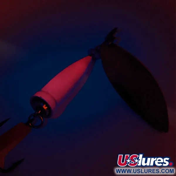 Vintage   Blue Fox Super Vibrax Salmon UV, 1 1/4oz Nickel / Pink spinning lure #12161