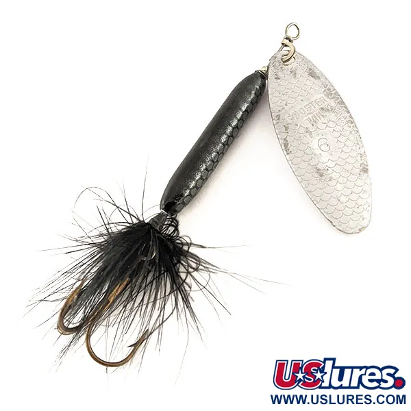 Vintage  Yakima Bait Worden’s Original Rooster Tail 6, 1/2oz Nickel / Black spinning lure #12229