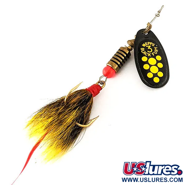 Vintage   Mepps Black Fury 3 Dressed (squirrel tail), 1/4oz  spinning lure #12306