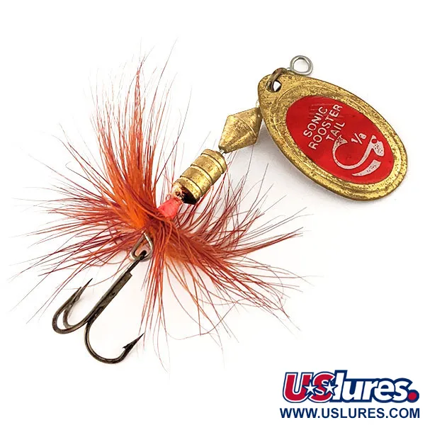 Vintage  Yakima Bait Sonic RSonic Rooster Tail , 3/16oz Brass / Red spinning lure #12309