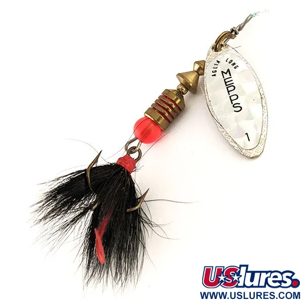 Vintage   Mepps Aglia Long 1 Dressed (squirrel tail), 3/16oz Silver spinning lure #12313