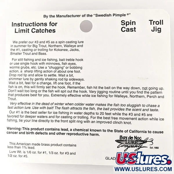   Bay de Noc Do-Jigger #3, 1/3oz Gold fishing spoon #17502