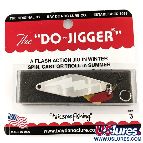   Bay de Noc Do-Jigger #3, 1/3oz nickel/white UV fishing spoon #20259