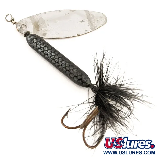 Vintage  Yakima Bait Worden’s Original Rooster Tail 6, 1/2oz Silver / Black spinning lure #12417