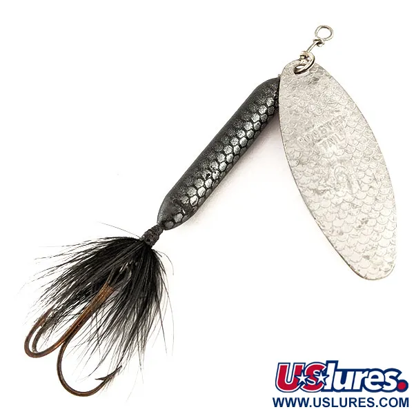 Vintage  Yakima Bait Worden’s Original Rooster Tail 6, 1/2oz Silver / Black spinning lure #12417