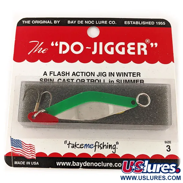  Bay de Noc Do-Jigger #3, 1/3oz Nickel / Green fishing spoon #12439
