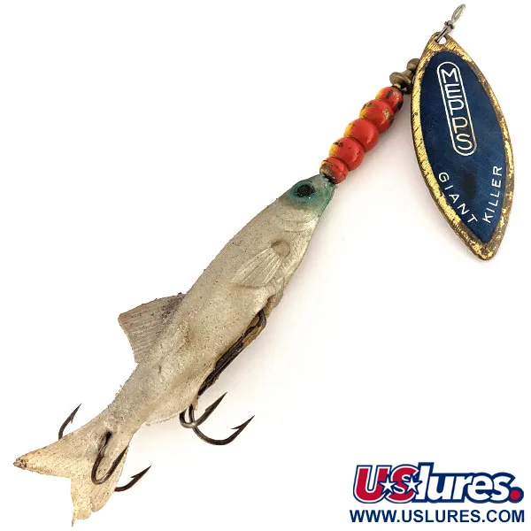 Vintage   Mepps Giant Killer Mino, 1 1/3oz Brass / Blue spinning lure #12474
