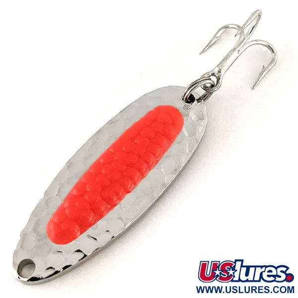 Vintage   Blue Fox Pixee UV, 1/4oz Hammered Nickel / Red fishing spoon #12485