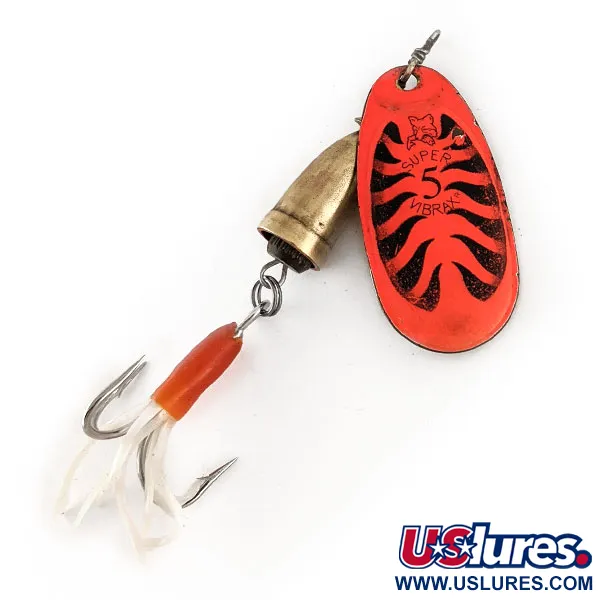 Vintage   Blue Fox Super Vibrax 5 UV, 1/2oz Red / Brass spinning lure #12490
