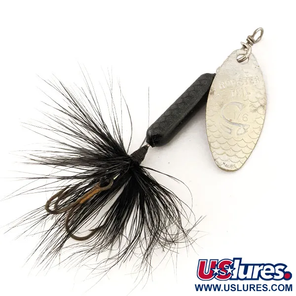 Vintage  Yakima Bait Worden’s Original Rooster Tail, 3/16oz Silver / Brass spinning lure #12542