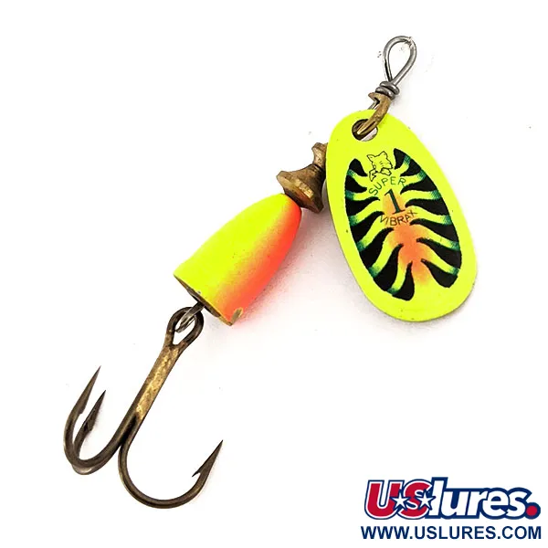 Vintage   Blue Fox Super Vibrax 1 UV, 1/8oz Chartreuse spinning lure #12556