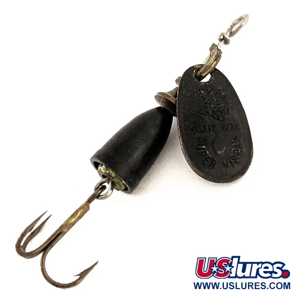 Vintage   Blue Fox Super Vibrax 0, 1/8oz Black spinning lure #12564