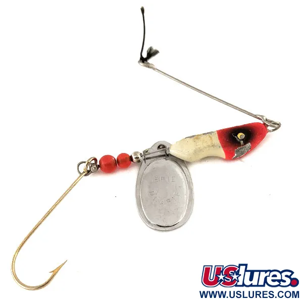 Vintage   Erie Dearie Walleye Killer , 1/2oz Red / White / Nickel spinning lure #12590