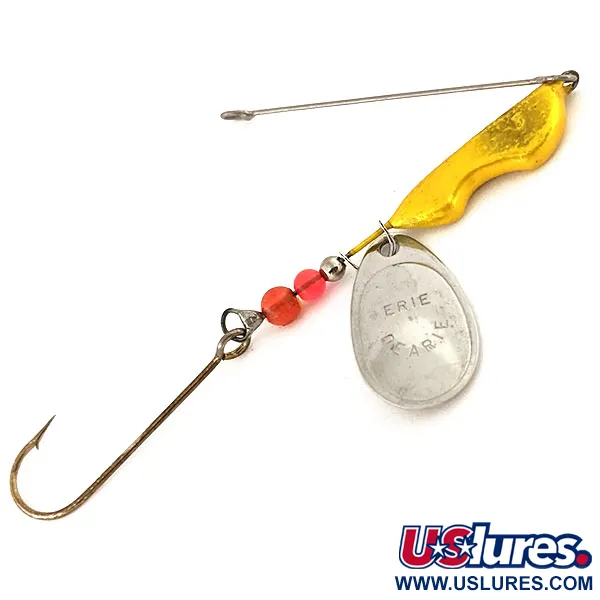 Vintage   Erie Dearie Walleye Killer , 1/2oz Nickel / Yellow / Red spinning lure #12591