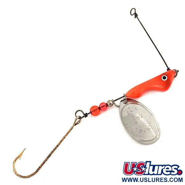 Vintage   Erie Dearie Walleye Killer , 2/5oz Nickel / Red spinning lure #12592