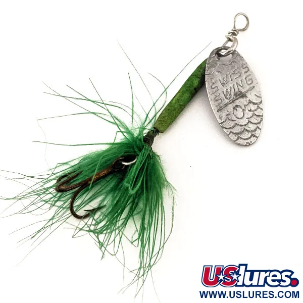 Vintage  Renosky Lures Swiss Swing 0, 1/16oz Silver / Green spinning lure #12617