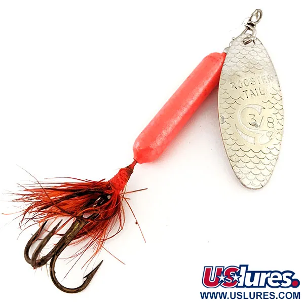 Vintage  Yakima Bait Worden’s Original Rooster Tail, 2/5oz Silver / Pink spinning lure #12628