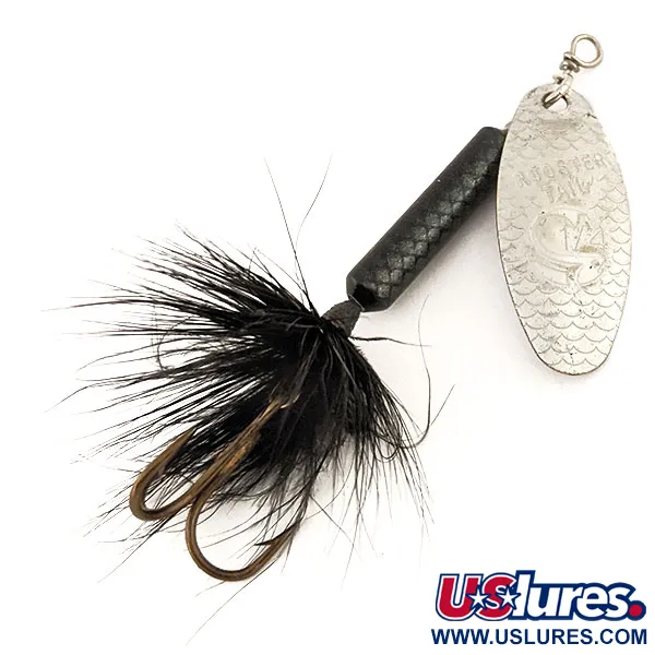 Vintage  Yakima Bait Worden’s Original Rooster Tail, 1/4oz Silver / Black spinning lure #12629