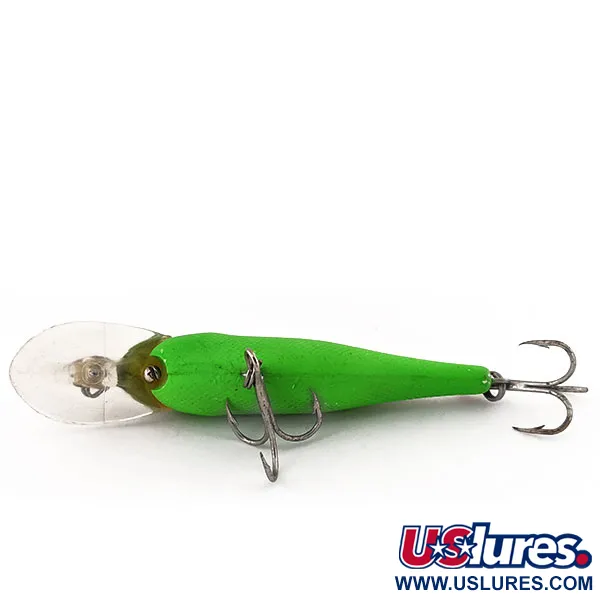 Vintage   Rebel Fastrac Shallow Floater UV, 1/3oz Green / Blue Eyes fishing lure #12658