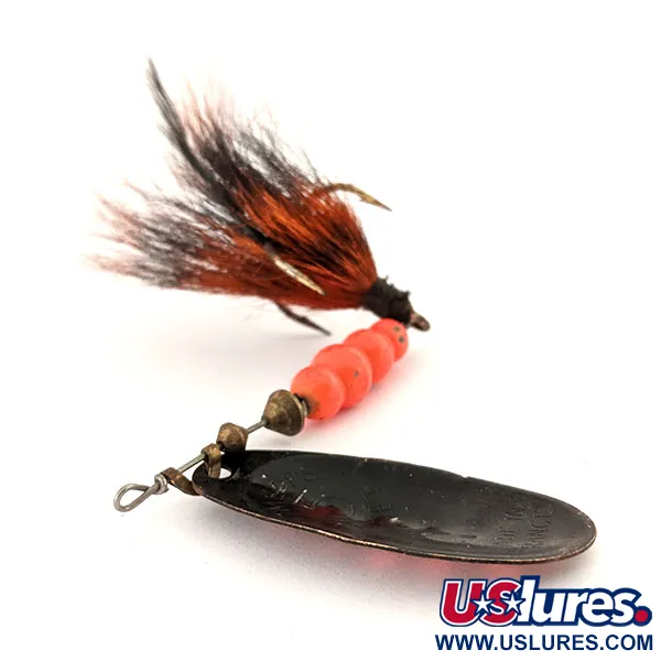 Vintage   Mepps Aglia 5 Dressed UV, 1/2oz Black / Red UV Glow in UV light, Fluorescent spinning lure #12696