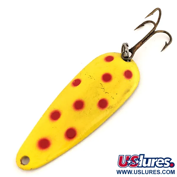 Vintage  Acme Wonderlure, 2/5oz Yellow / Red / Nickel fishing spoon #12752
