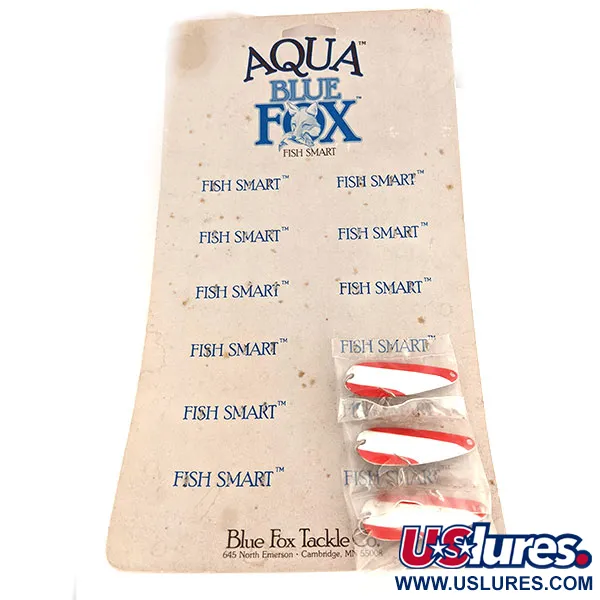   Aqua Spoon Blue Fox Dealer Display Card (1980s), 1/3oz Red / White / Nickel fishing spoon #12793