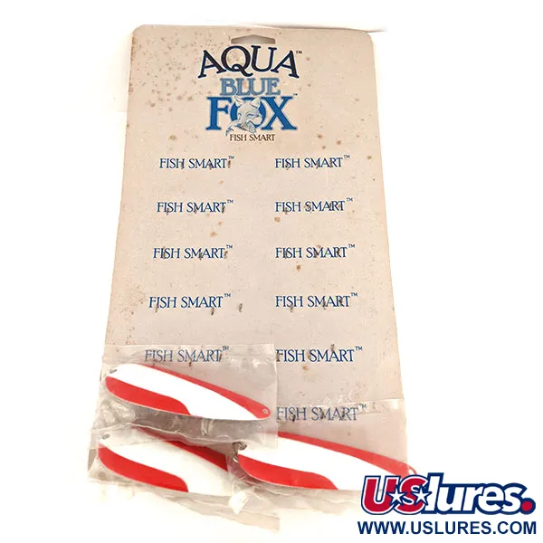   Aqua Spoon Blue Fox Dealer Display Card, 3/4oz Red / White / Nickel fishing spoon #12794
