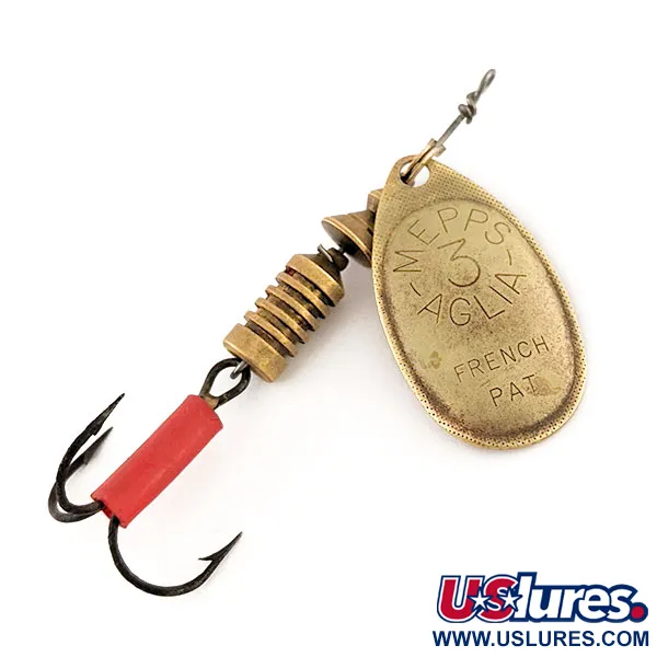 Vintage   Mepps Aglia 3, 1/4oz Brass spinning lure #12810