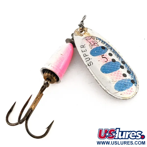 Vintage   Blue Fox Super Vibrax 5, 1/2oz Silver / Rainbow Trout spinning lure #12832