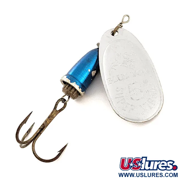 Vintage   Blue Fox Super Vibrax 5, 1/2oz Silver / Blue spinning lure #12887