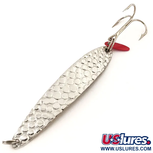 Vintage   Bay de Noc Swedish pimple, 1oz Hammered Nickel fishing spoon #12966